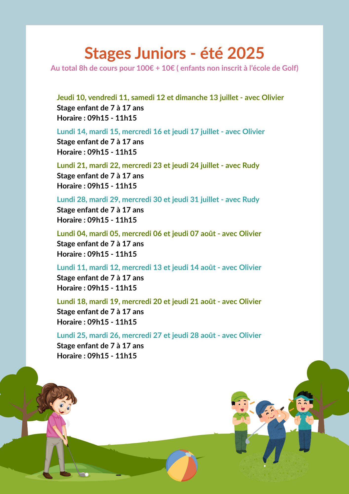 Stages Juniors - Vacances d'été 2025